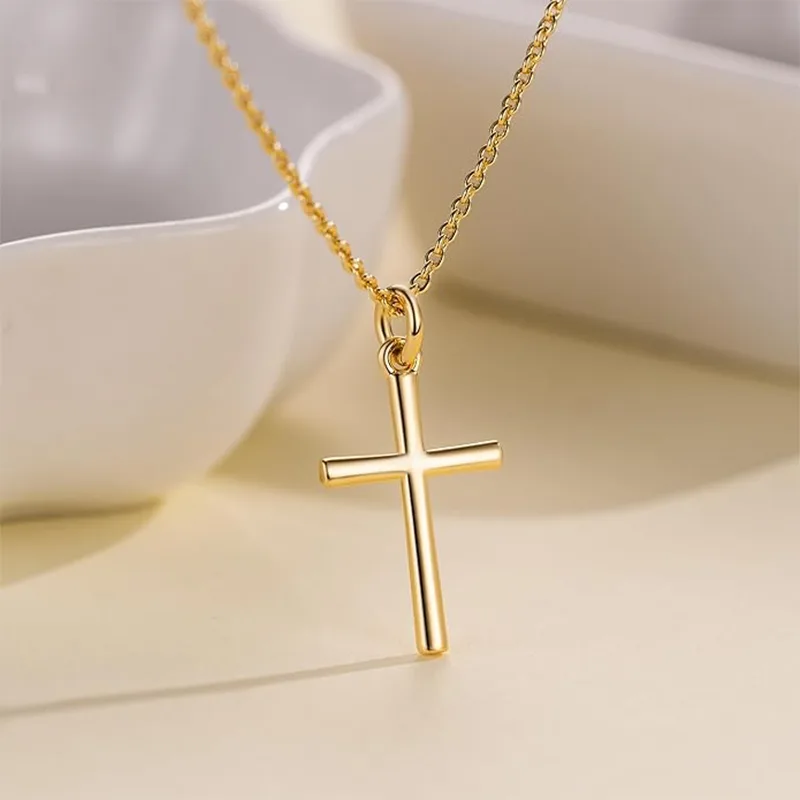 Collana di moda croce da donna in oro 14k