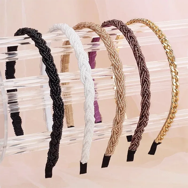 Fasce per capelli flessibili in metallo con perline
