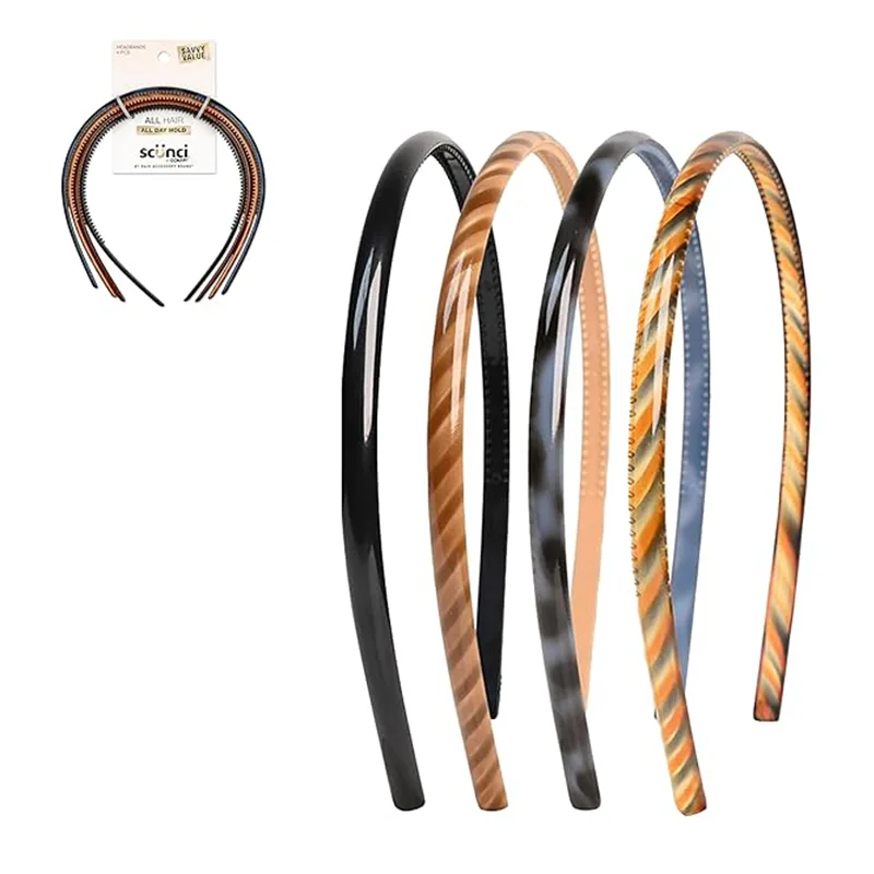 Fasce per capelli in plastica con stampa Twist elegante e confortevole